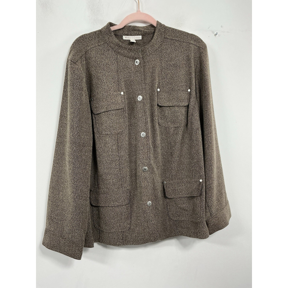 Womans JM Collection Woman Long Sleeve Snap Front Jacket 20 W Brown Excellent